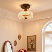 Unique Semi Flush Ceiling Light Vintage Water Drop Walnut Colored Lamp