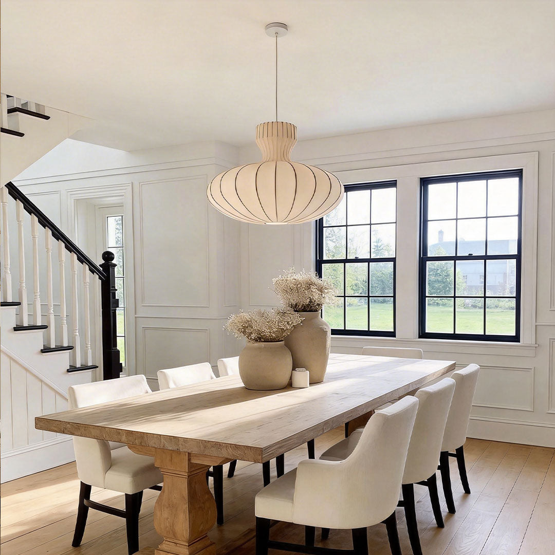 Pendant Light White Japanese Silk Fabric Ceiling Light