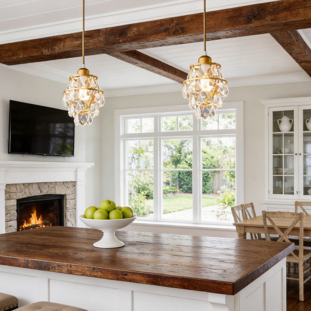 Mini Crystal Pendant Light Modern Metal Ceiling Light