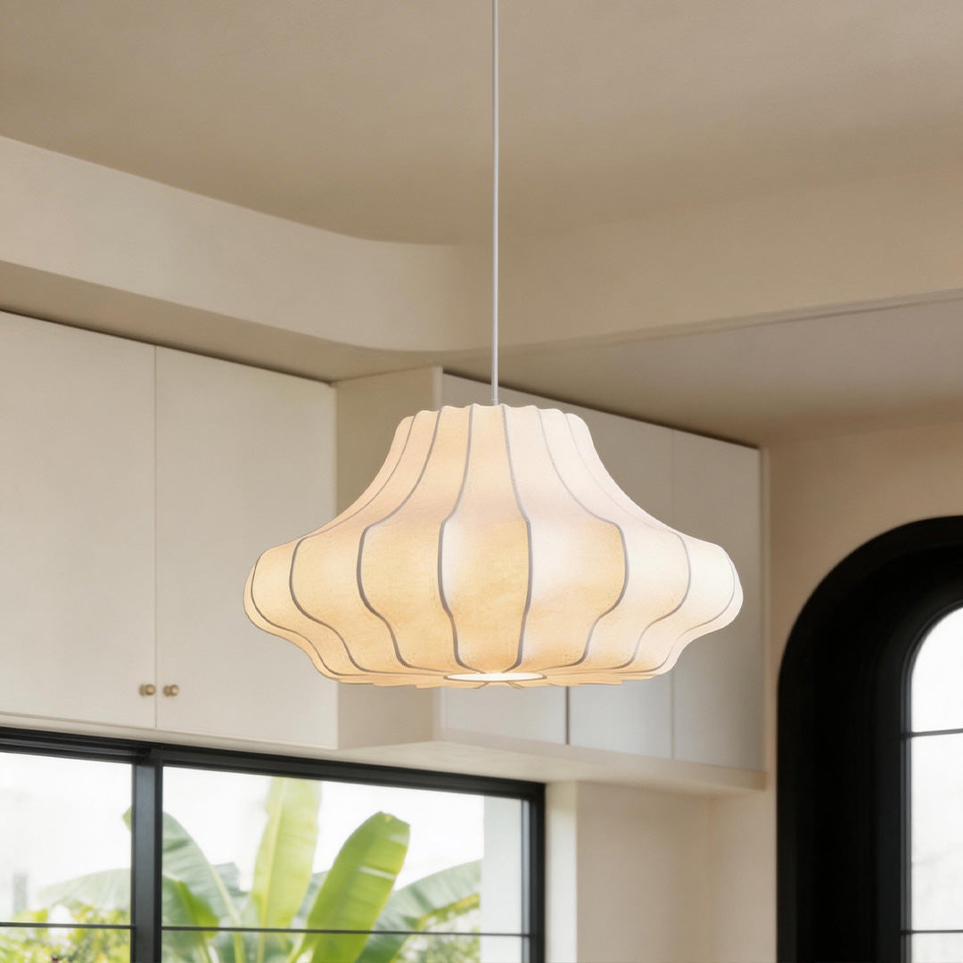 White Pendant Lighting Japanese Vintage Creative Silk Ceiling Light