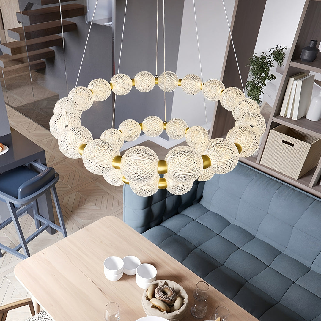 Glass Shade Chandelier Round  Minimalist Luxury Island Ceiling Light