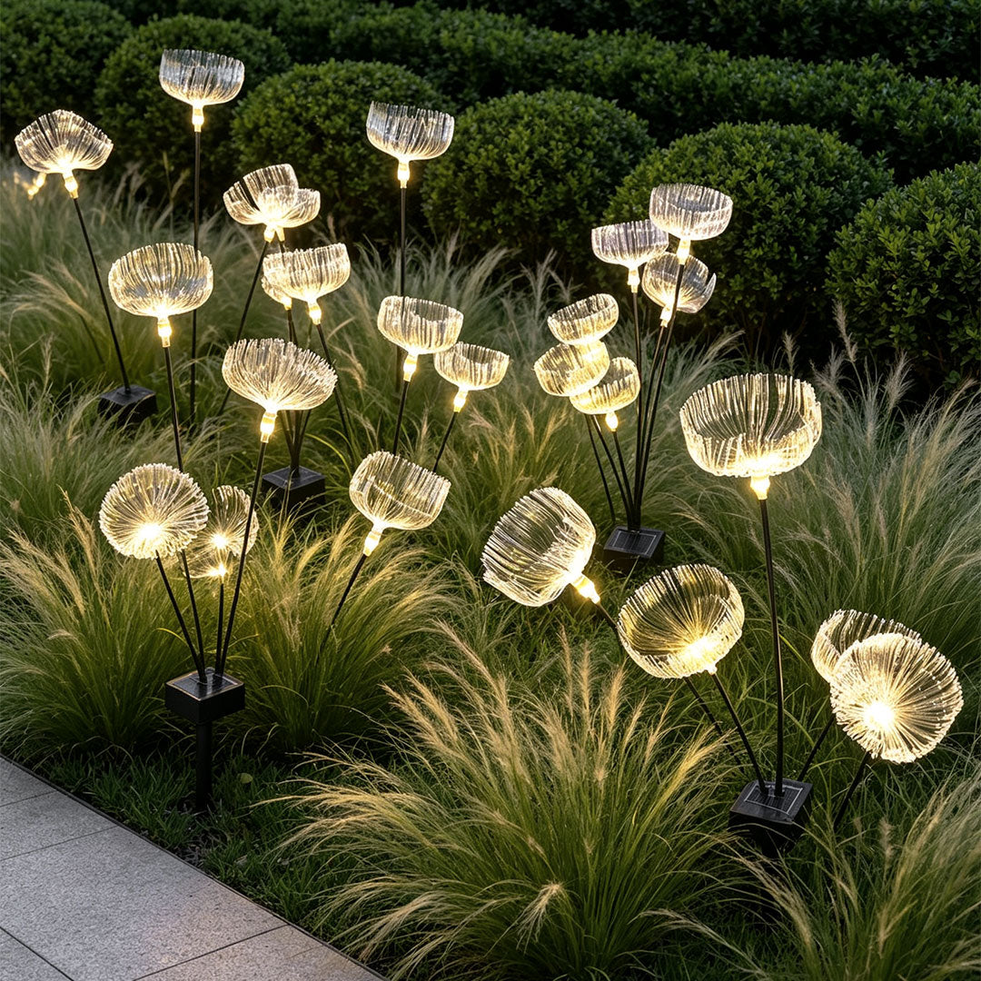 【4 PCS】Solar Garden Stake Lights Jellyfish Fiber Optic Light