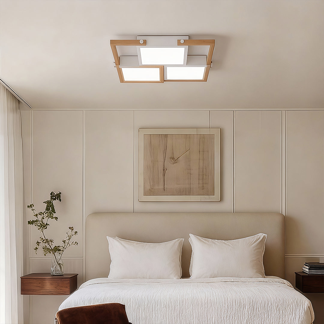 LED Square Ceiling Lights Wooden Frame Recessed Light