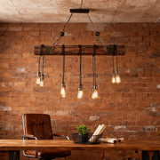Black and Wood Pendant Light American Vintage Style Iron Ceiling Light
