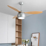 Silver Ceiling Fan with Light Wood Grain LED Fan Light