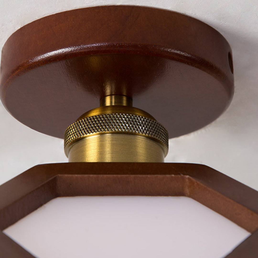 Wood Semi Flush Mount Light Modern Minimalist Lotus Light