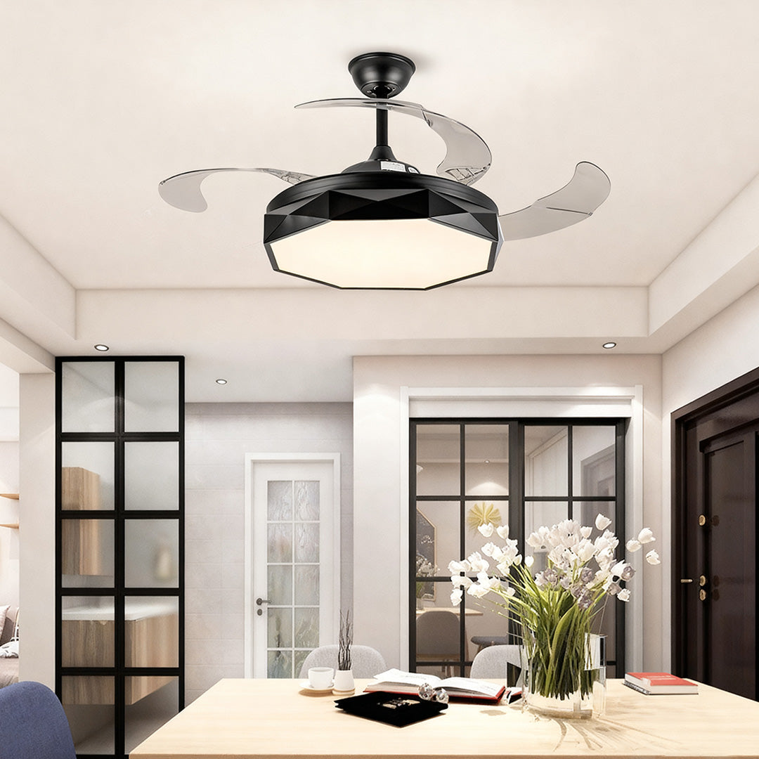 42 in Ceiling Fan with Light White ABS Blades and Acrylic Shade Light
