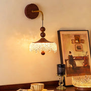 LED Bedroom Wall Lights Walnut Colored Water Drop Lampshade Iron Lamp