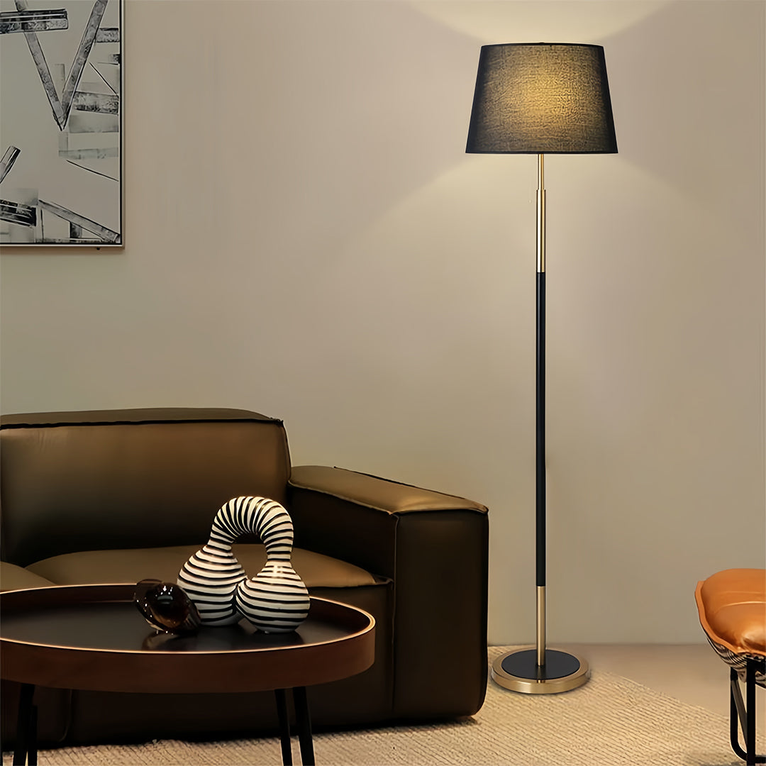 Vintage Wrought Iron Floor Lamps Country Style Fabric Shade Light