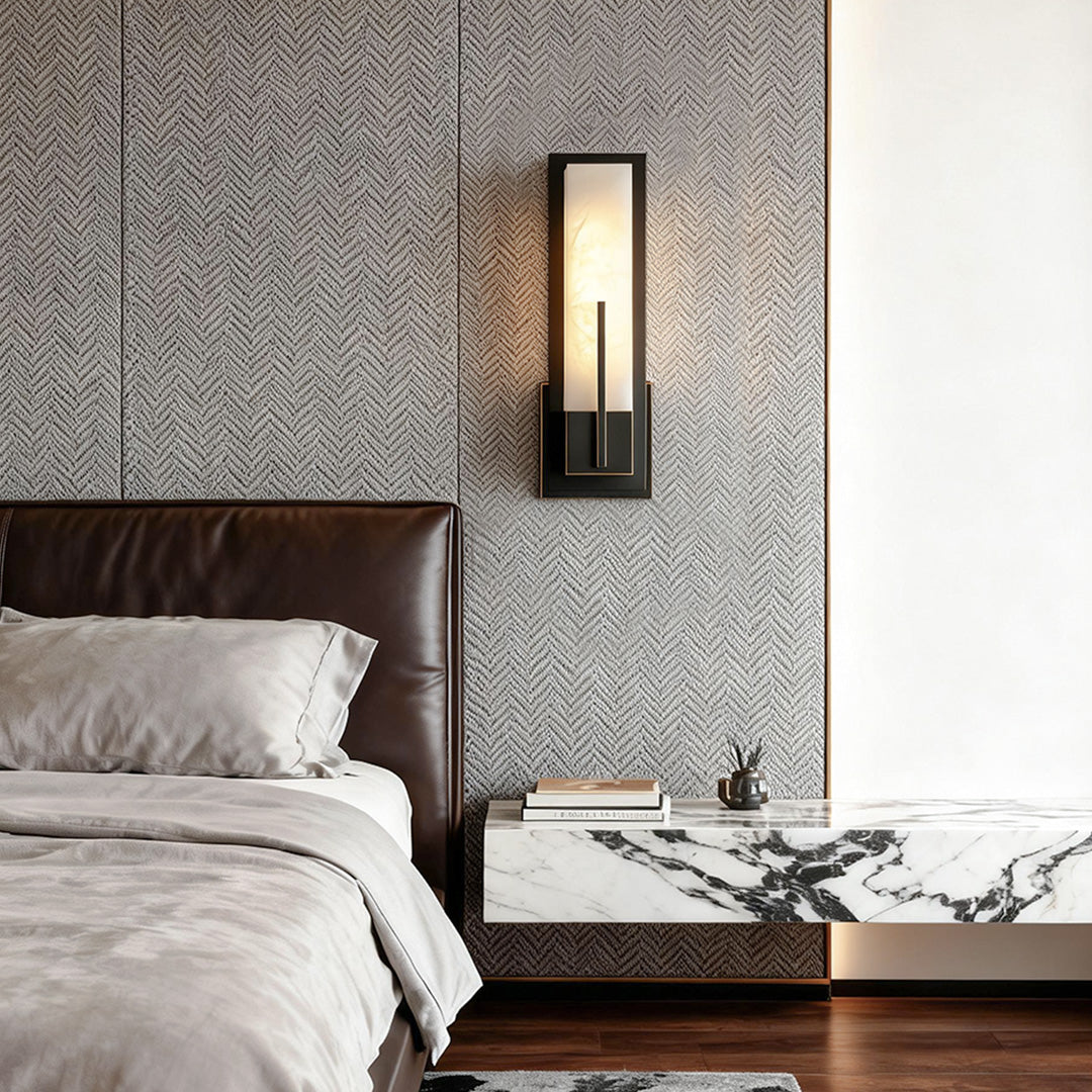 Rectangular Wall Sconce Full Copper Cloud Stone Lamp