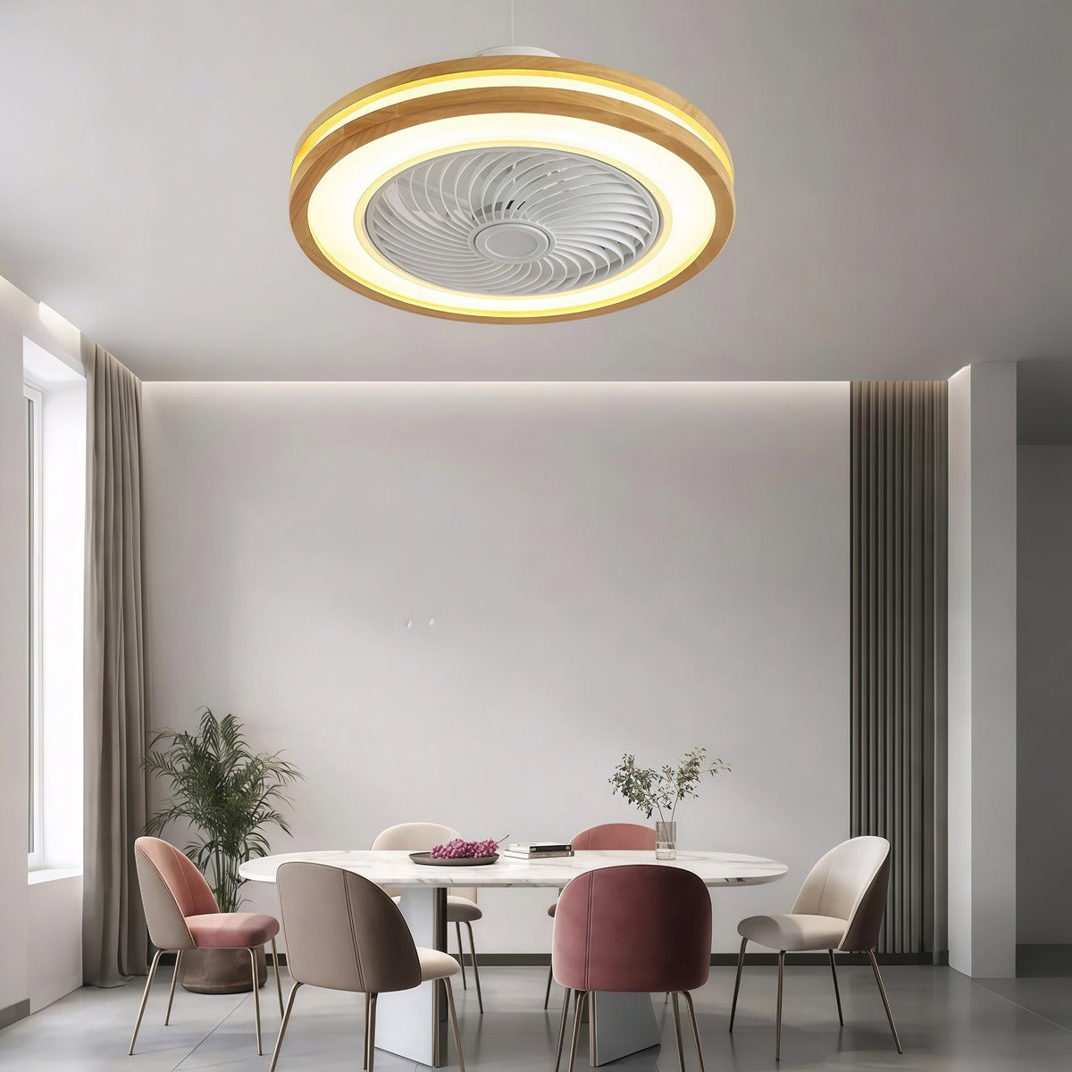 Three-level Wind Regulation Nordic Modern Bladeless Ceiling Fans with Lights and Remote Control