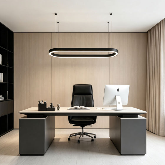 Oval Chandelier Modern Metal LED Office Ceiling Light