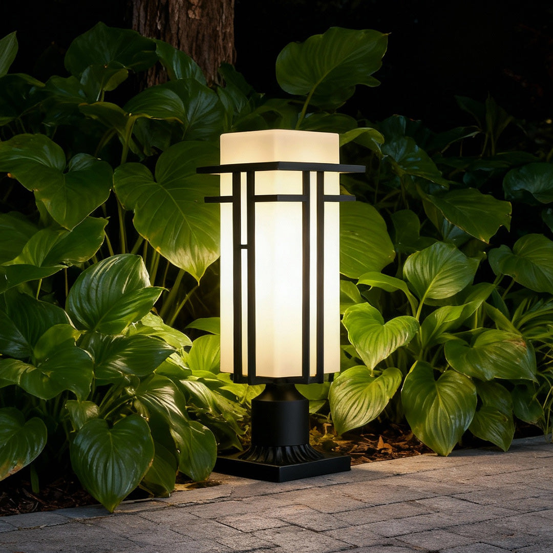 Black Retro Aluminum Path Lights with Frosted Glass Outdoor Waterproof Landscape Lighting