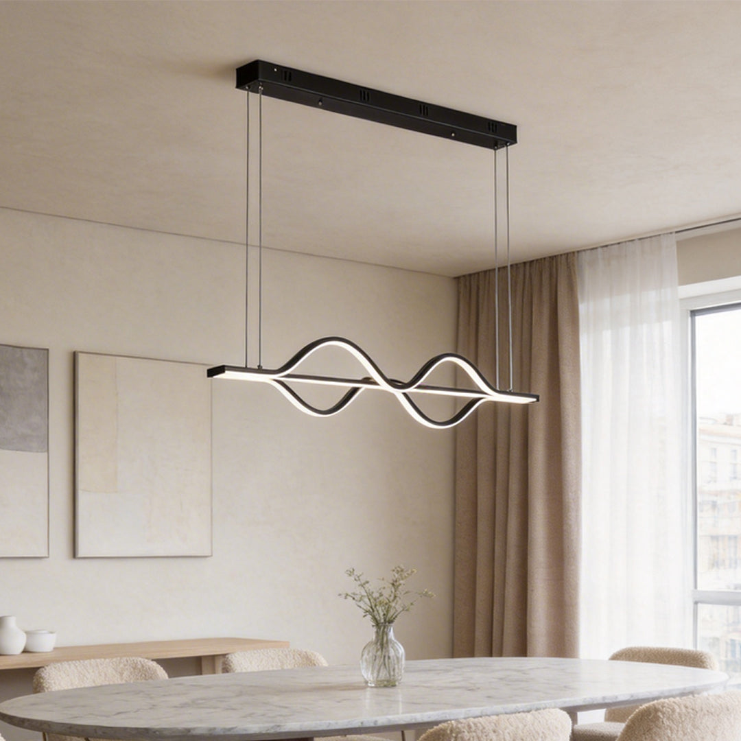 Simple Long Waves Lines 3 Step Dimming Modern Dining Room Chandeliers