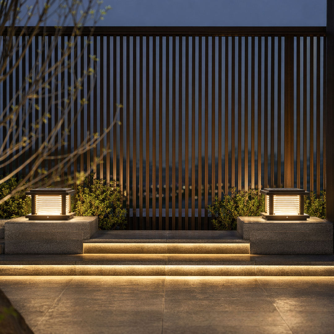 Solar Pillar Lights Modern Outdoor Waterproof Column Lamp