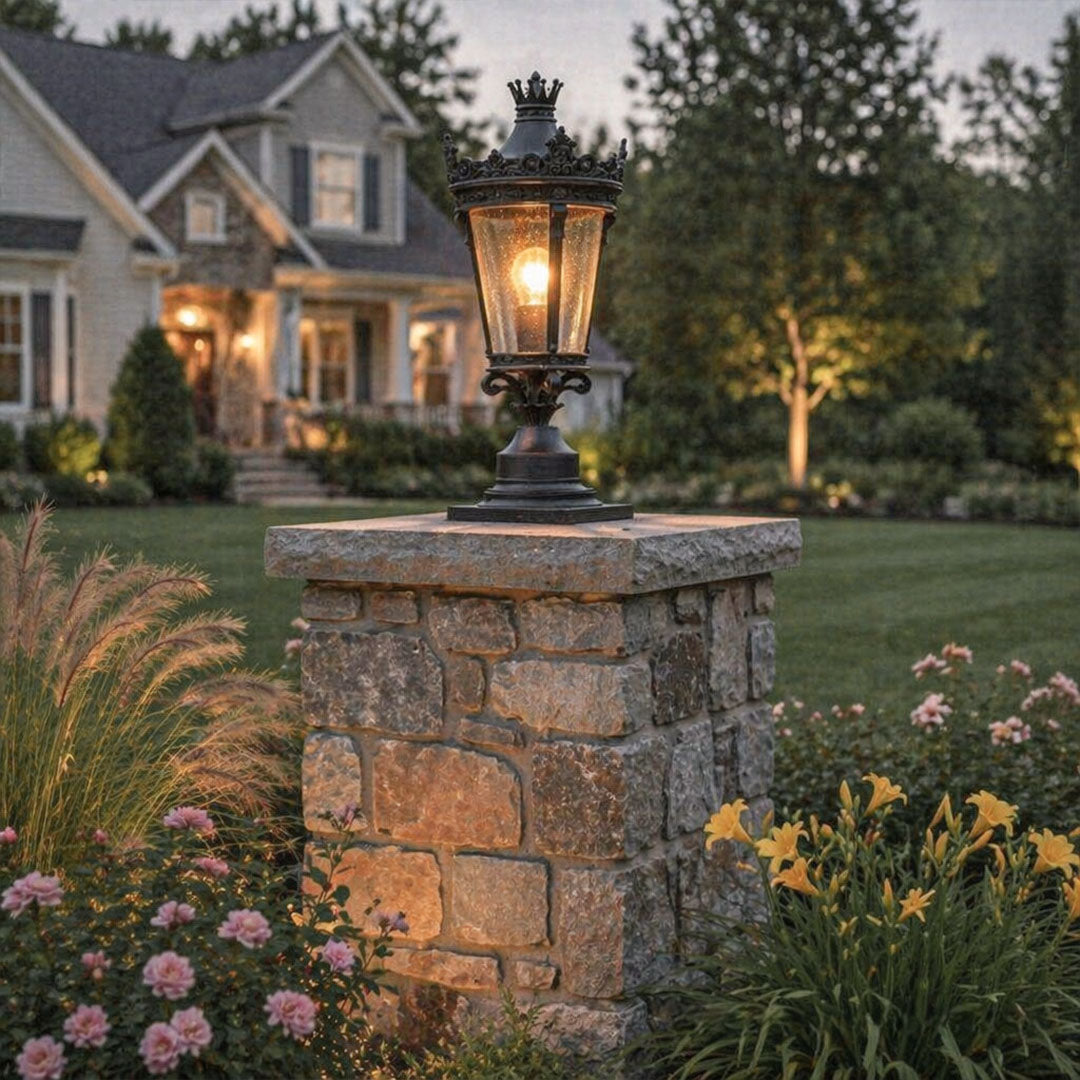 Outdoor Driveway Pillar Lights European Crown Waterproof Light