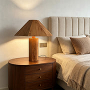 Vintage Wooden Table Lamp Wabi-Sabi Style Bedside Light
