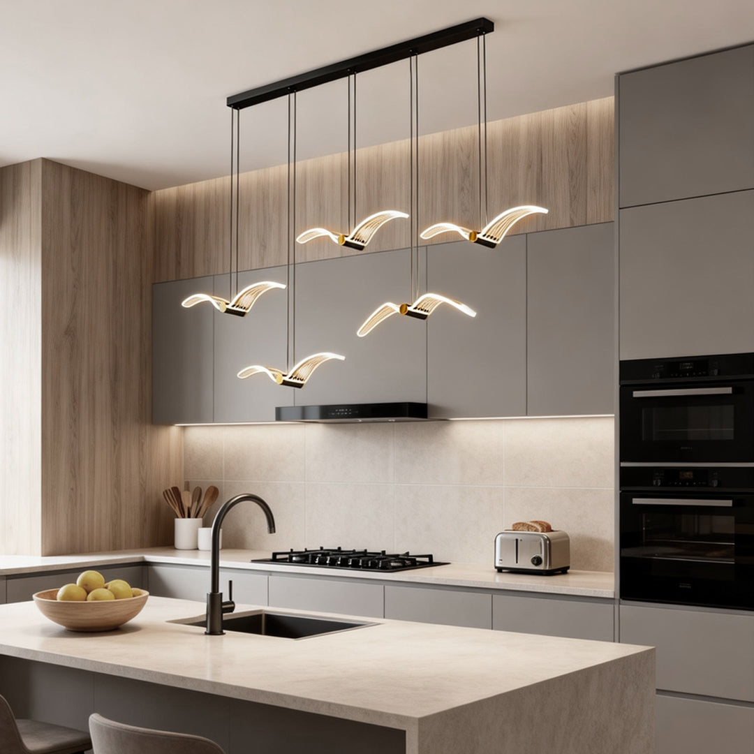 Modern LED Acrylic Seagull Linear Chandelier for Dining