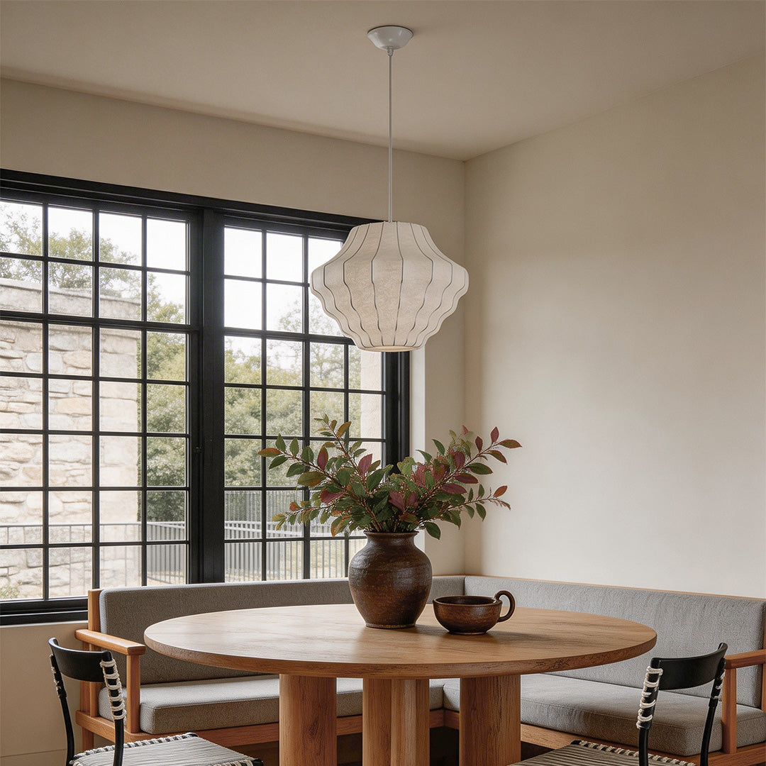 White Pendant Lighting Japanese Vintage Creative Silk Ceiling Light