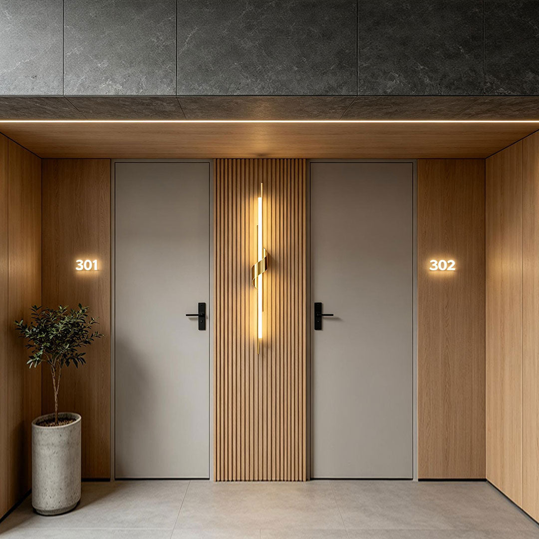 2 Lamp Linear Wall Sconce Italian Luxury Solid Copper Light