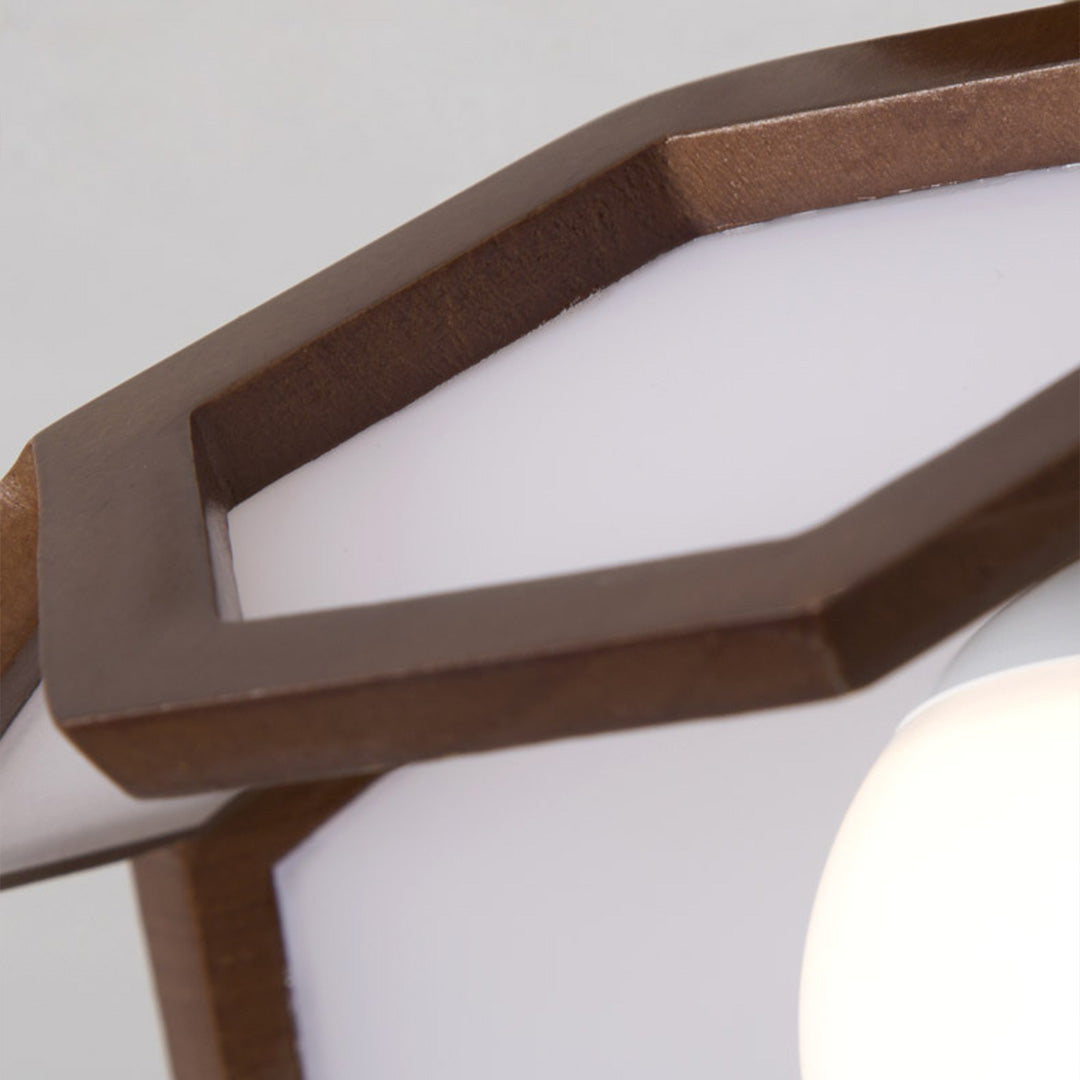 Wood Semi Flush Mount Light Modern Minimalist Lotus Light