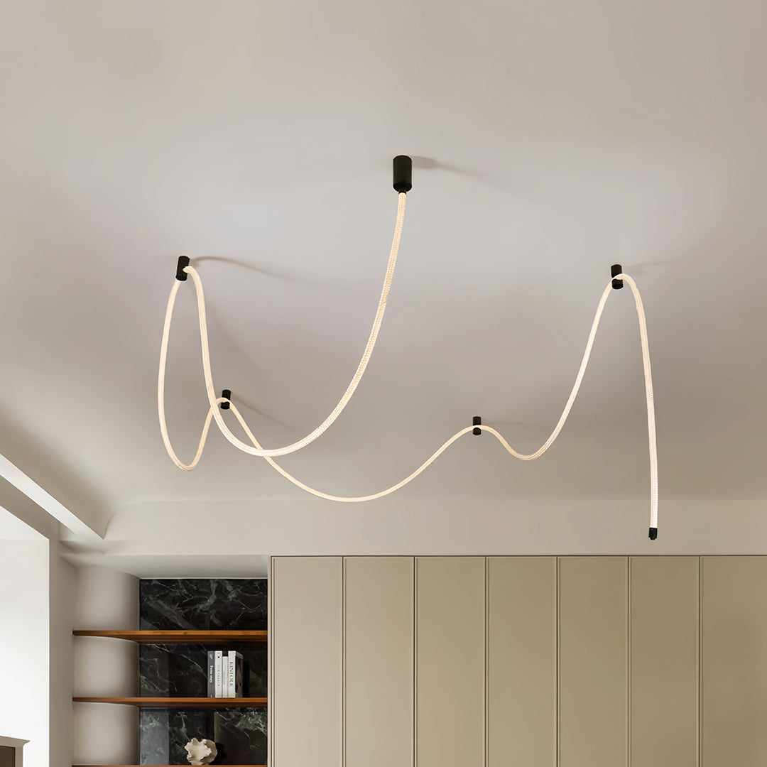 Long LED Ceiling Light Minimalist Creative Black Linear Lamp