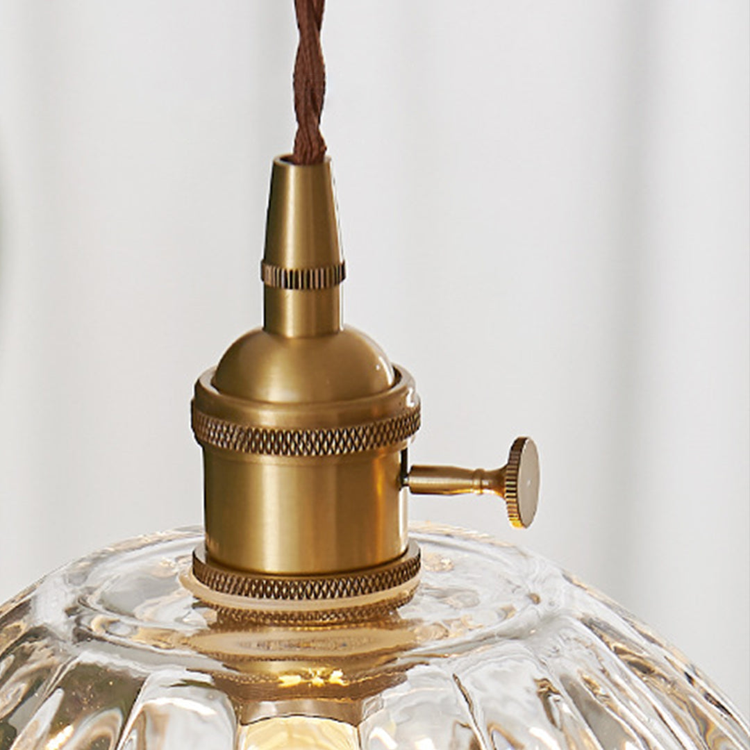 Flower Pendant Lighting Japanese-Style Floral Glass Brass Light