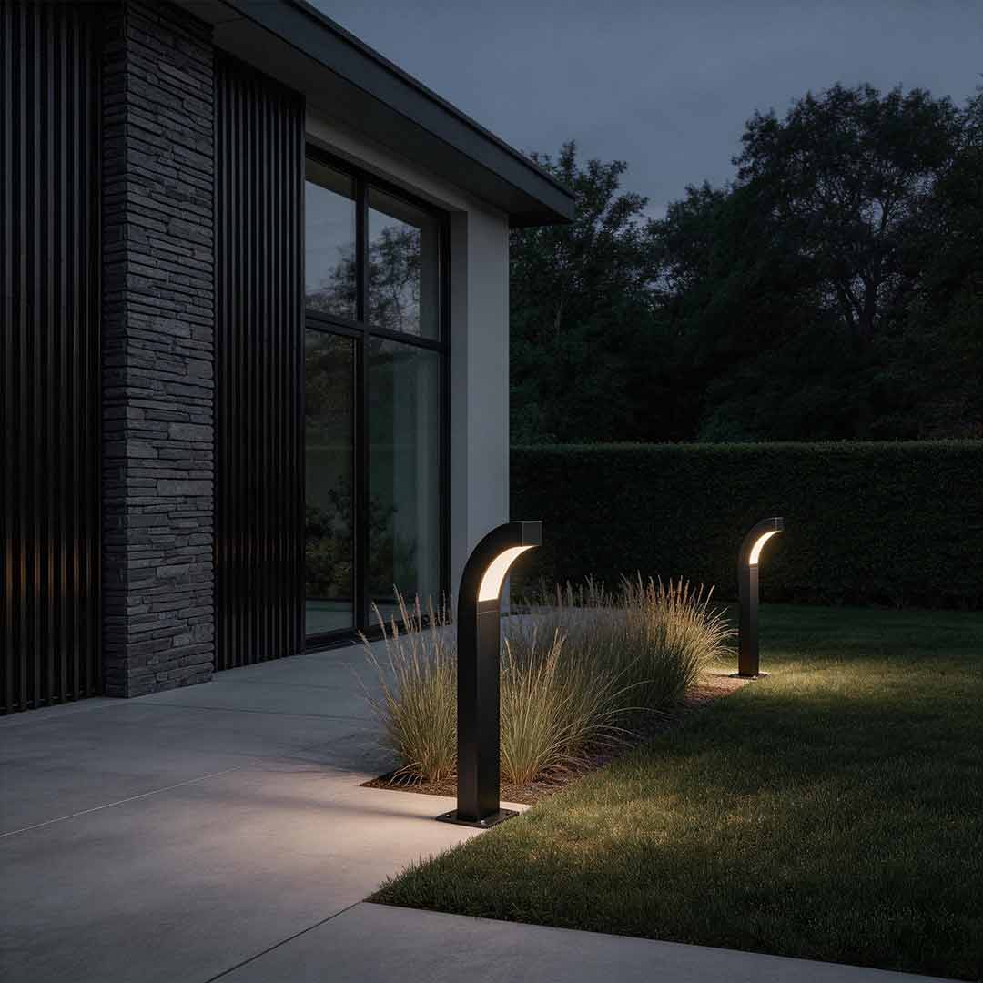 Curved LED Landscape Lighting Minimalist Black Outdoor Path Lighting