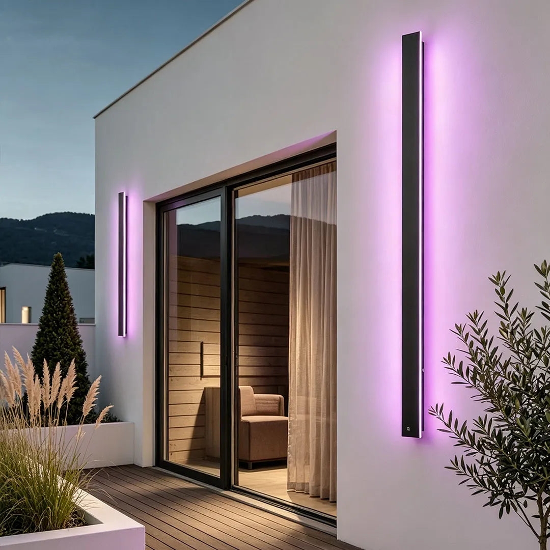 Outdoor Strip Wall Light Black Linear LED Integrated Light