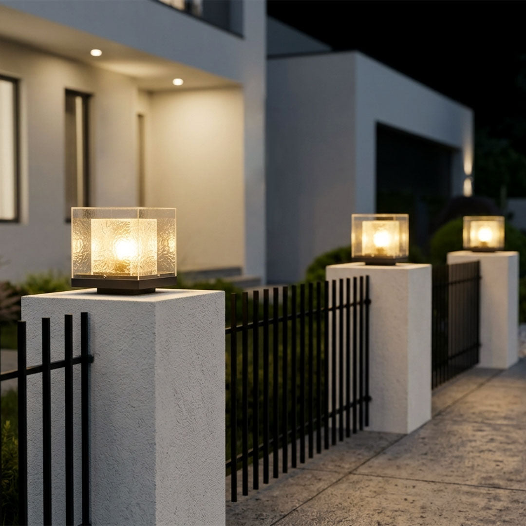 Small Outdoor Pillar Lights Courtyard Metal Landscape Light