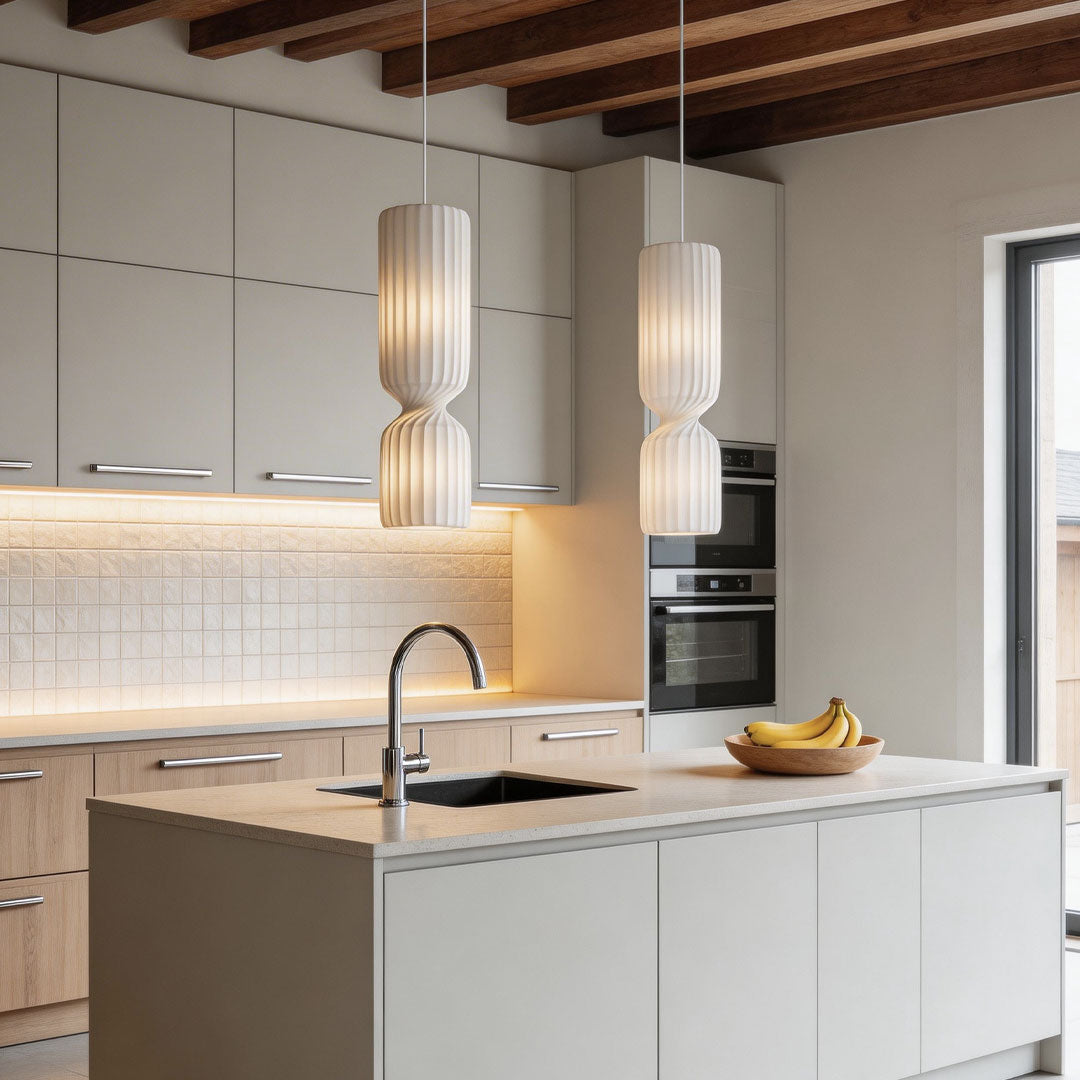 Cylinder Pendant Lighting Wabi-Sabi Style Silk Fabric Ceiling Light