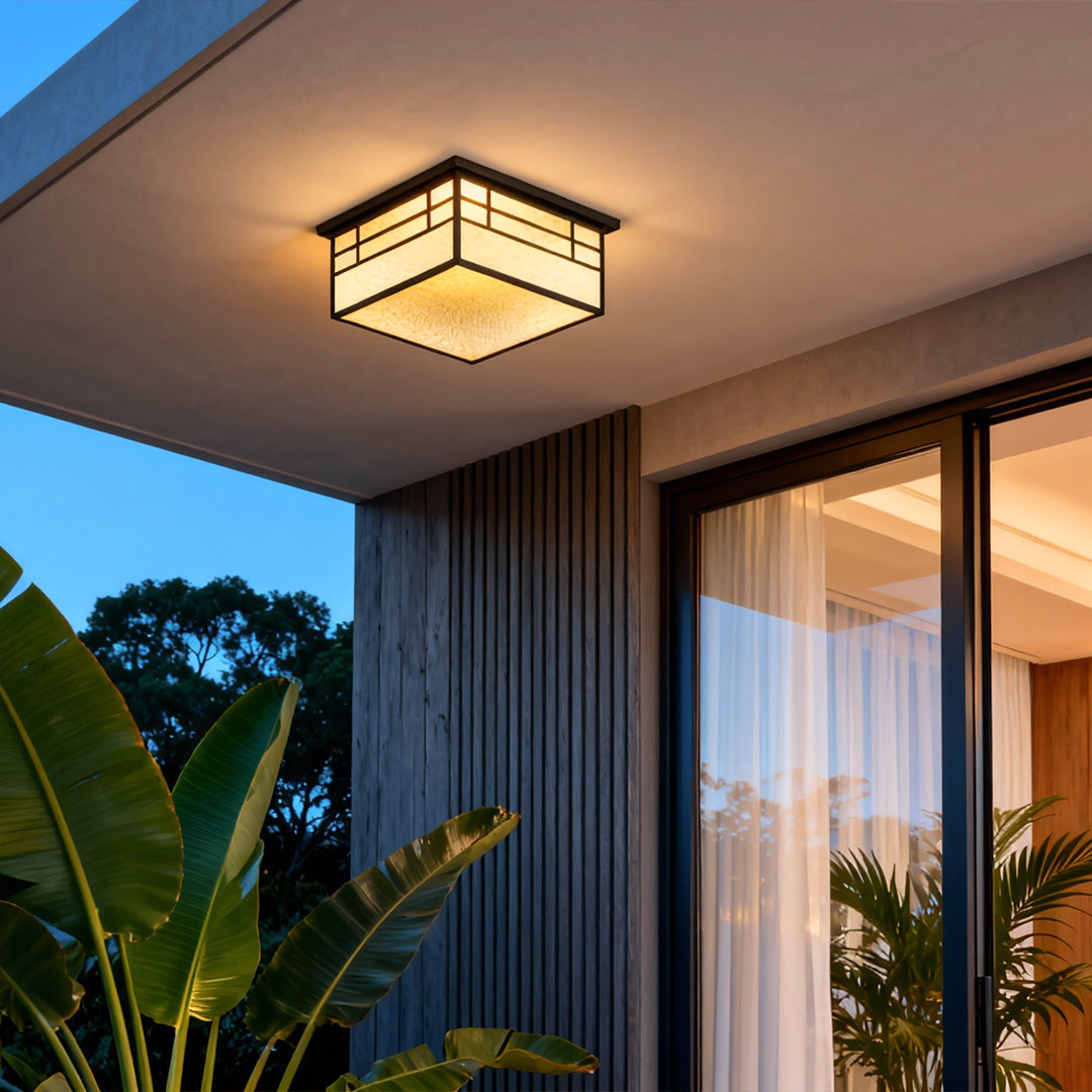 Square Flush Mount Ceiling Light Outdoor Waterproof Courtyard Light