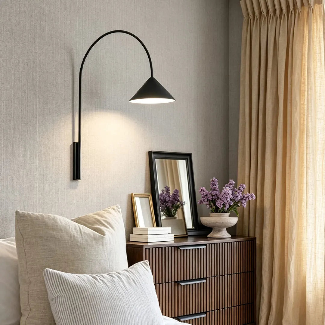 Wall Arm Light Creative Black Long Rod Decorative Iron Art Lamp