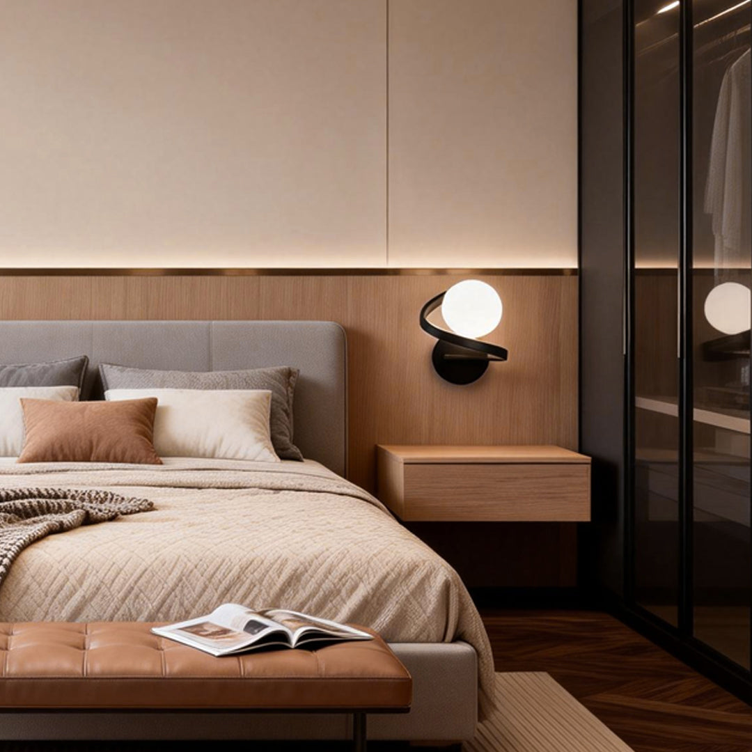 Modern Bedside Wall Lights Creative Curved Metal LED Light