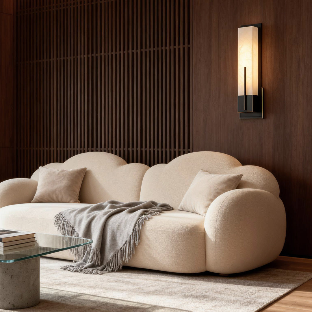 Rectangular Wall Sconce Full Copper Cloud Stone Lamp