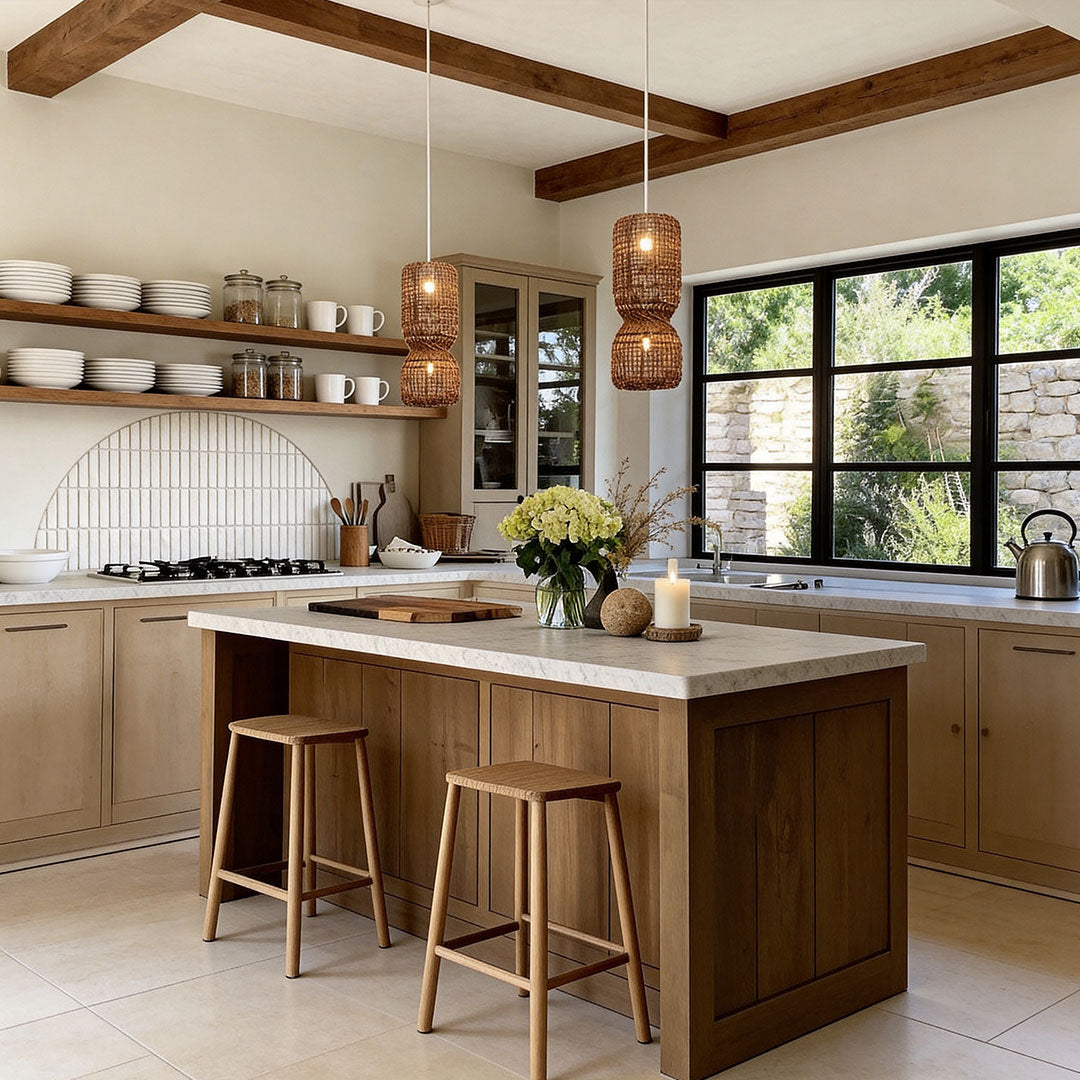 Large Modern Pendant Light Fixtures Rattan Weave Ceiling Light