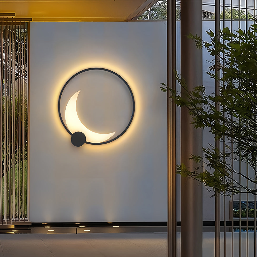 Decorative Outdoor Wall Lights Gray Waterproof Ring Crescent Lamp