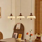 Water Drop Pendant Light Walnut Finish Iron Teardrop Ceiling Light