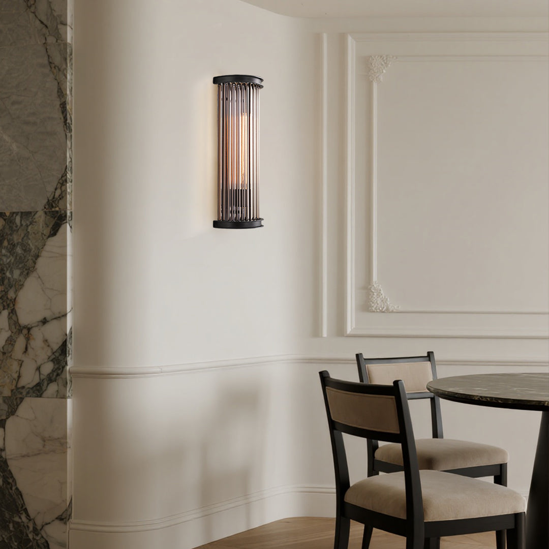 Black Indoor Wall Sconce American Vintage Semi-Circular Glass Rod Wall Lamp