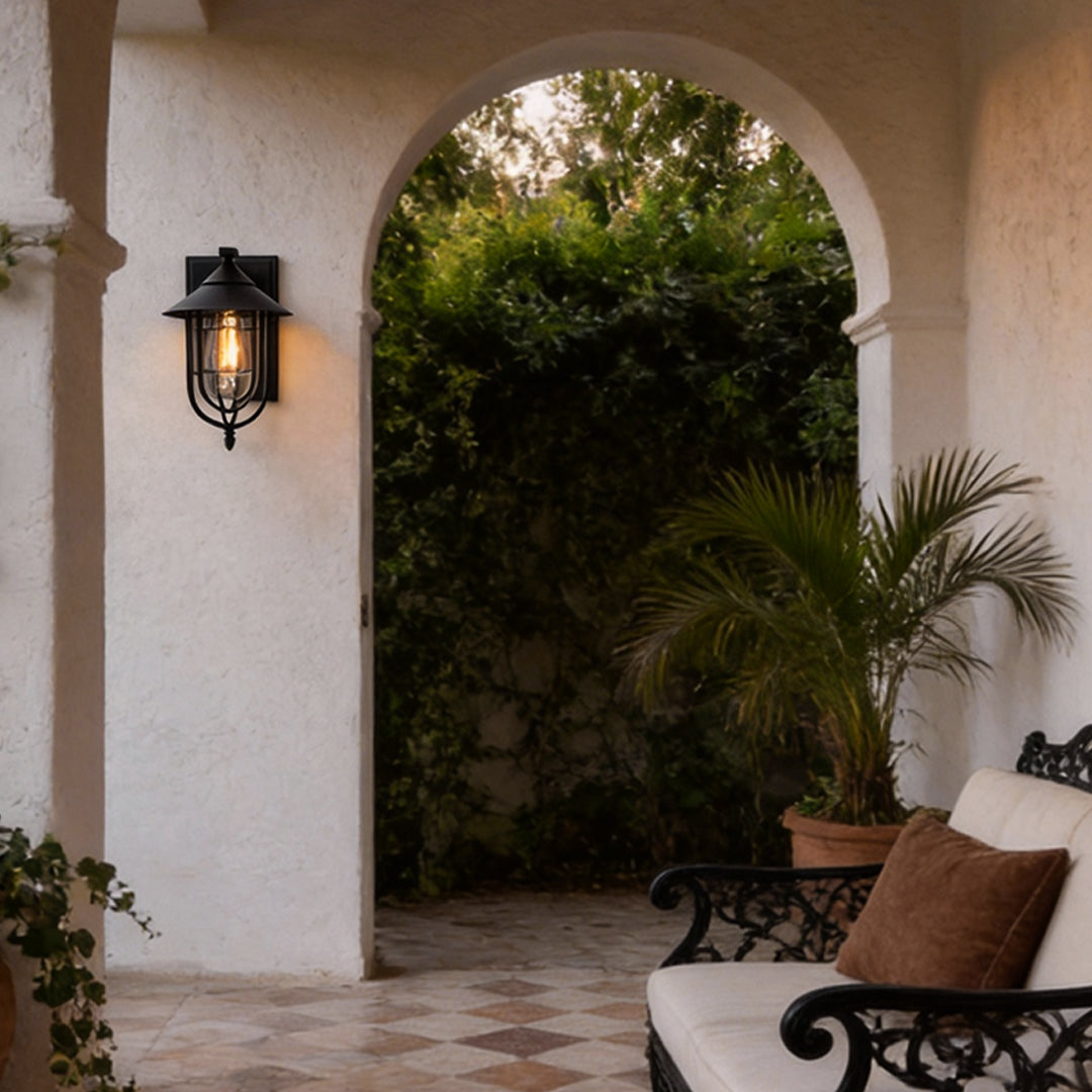 Nautical Wall Sconce Wrought Iron Glass Outdoor Light