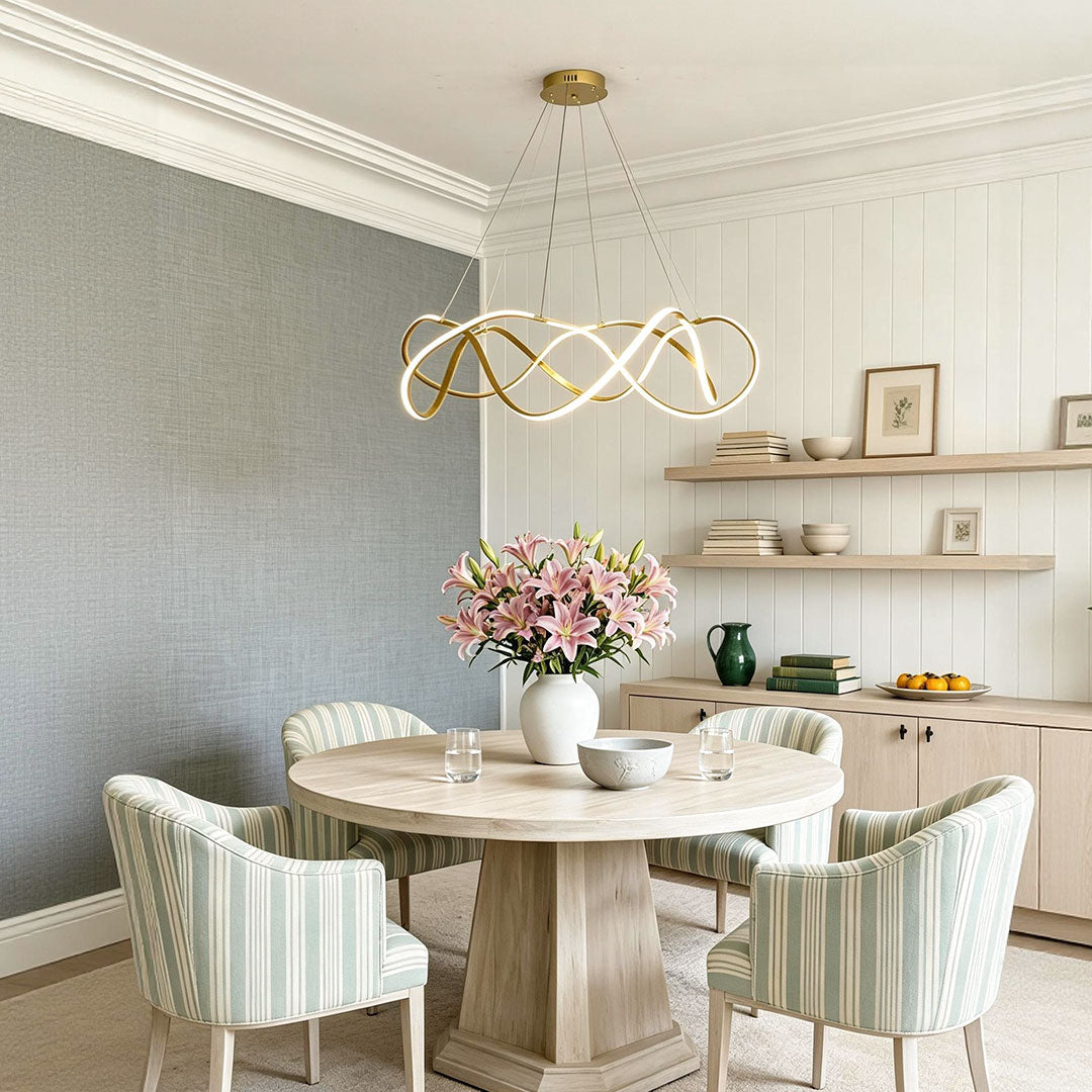 Modern Round Dimmable LED Aluminum Geometric Chandelier - Gold