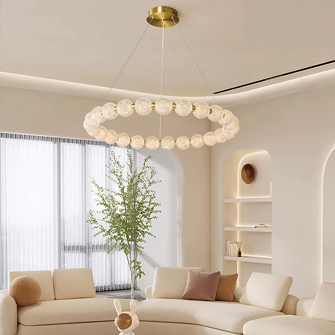 Glass Shade Chandelier Round  Minimalist Luxury Island Ceiling Light