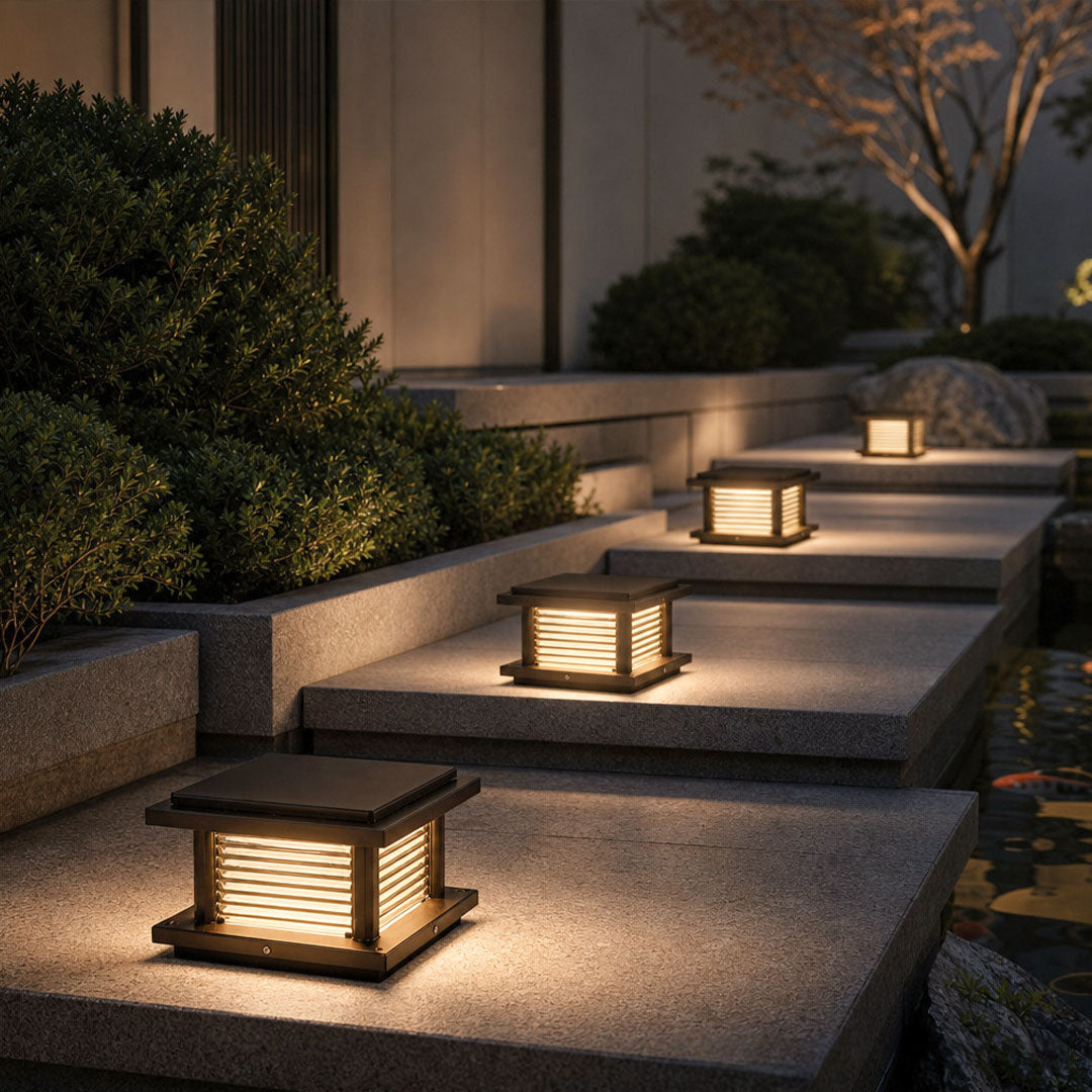 Solar Pillar Lights Modern Outdoor Waterproof Column Lamp