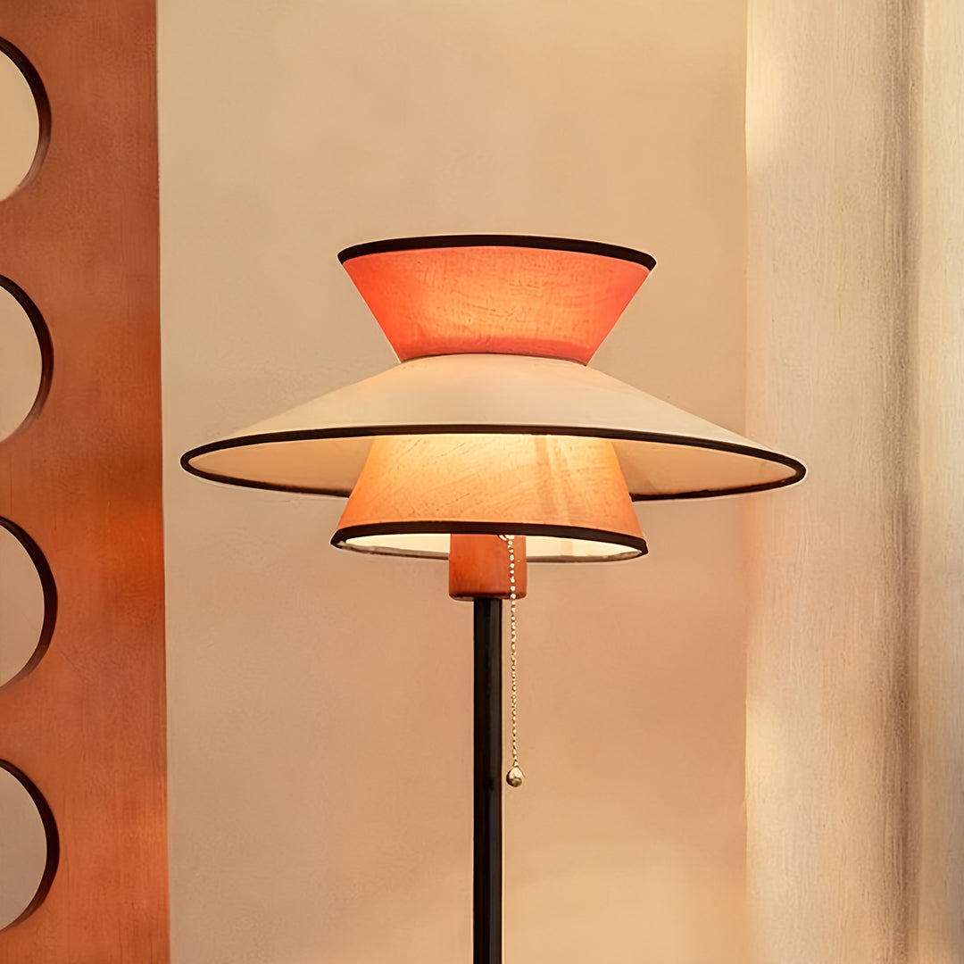 Ambient Floor Lamps Vintage with Pull Chain Switch Fabric Shade Light