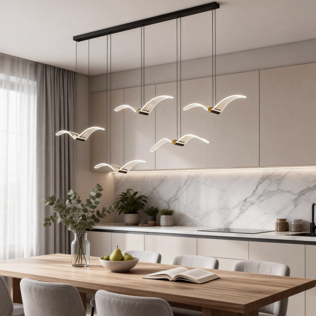 Modern LED Acrylic Seagull Linear Chandelier for Dining