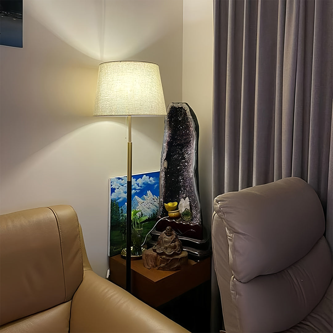 Vintage Wrought Iron Floor Lamps Country Style Fabric Shade Light