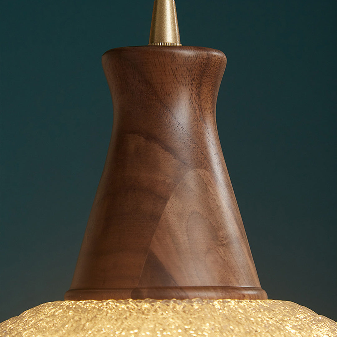 Wood Light Pendant Wabi Sabi Style Glass Pendant Light