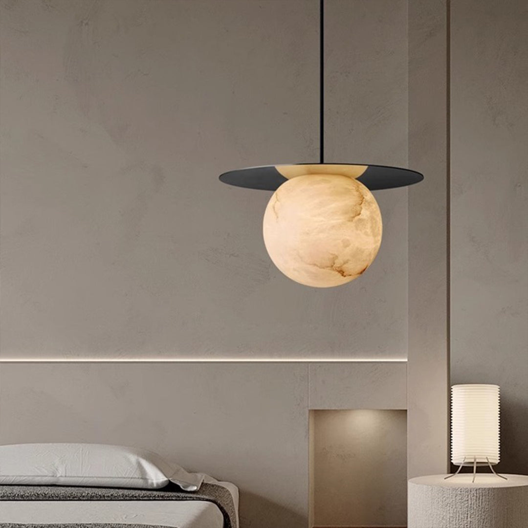 Ball Pendant Lights Nordic Natural Marble Full Copper Dining Table Lamp
