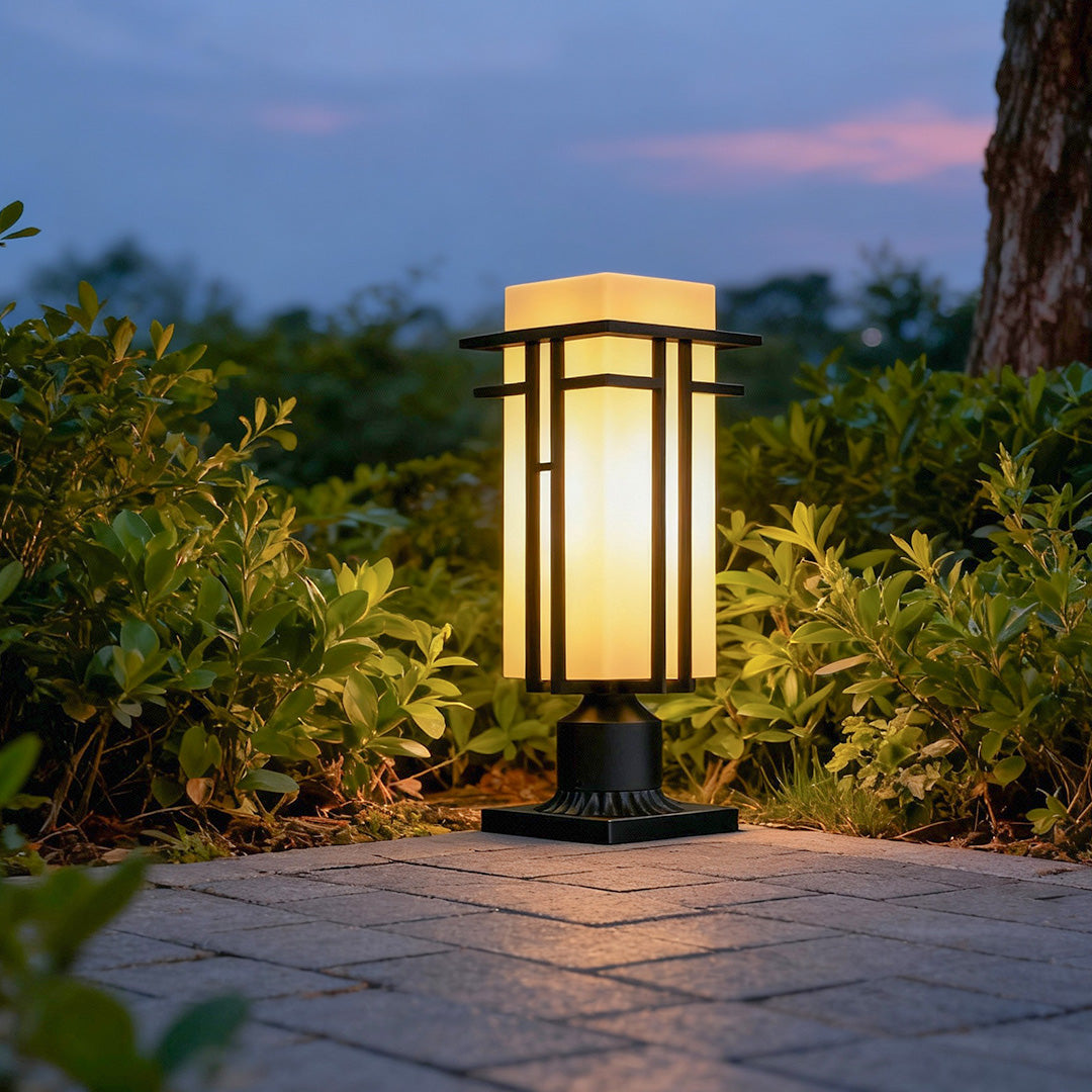 Black Retro Aluminum Path Lights with Frosted Glass Outdoor Waterproof Landscape Lighting