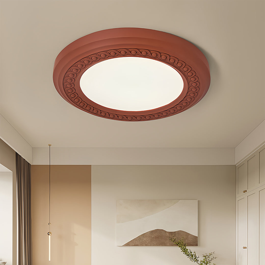 Retro Flush Mount Light Carved Resin Elegant Acrylic Ceiling Light